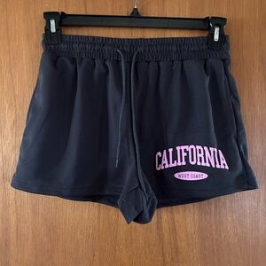 SHEIN Black Athletic Shorts with Pink California Print NWOT